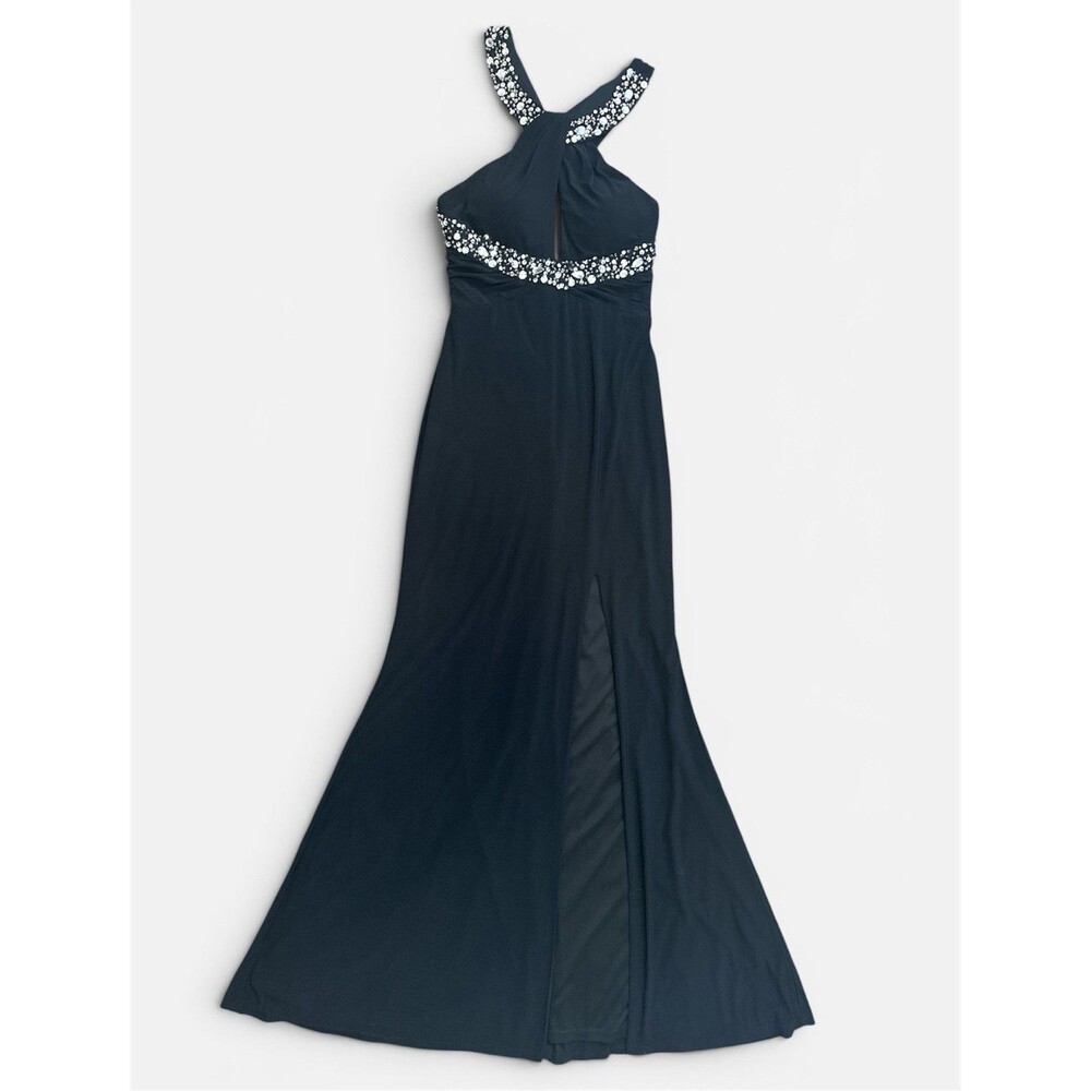deb Black Sequin Halter Maxi Dress Size 11 DebProm
